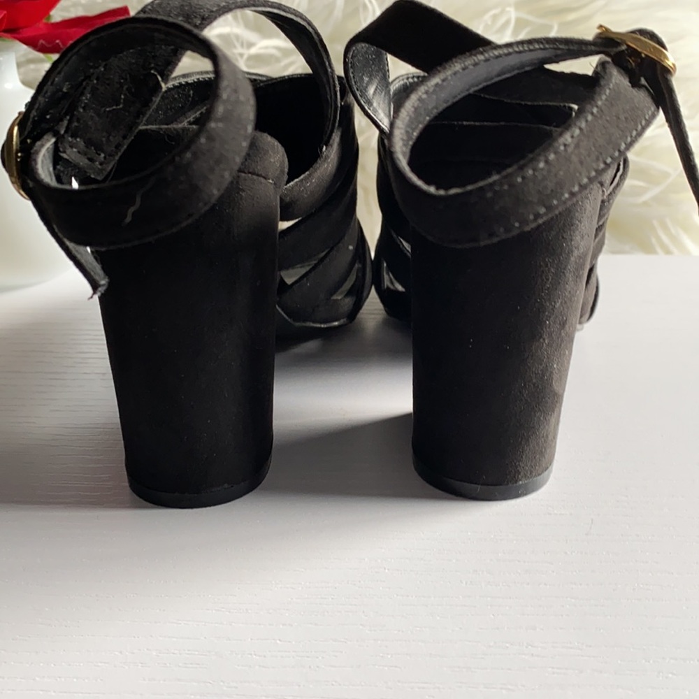 Black Strap Suede Sandal by Wild Diva - Picture 5 of 5